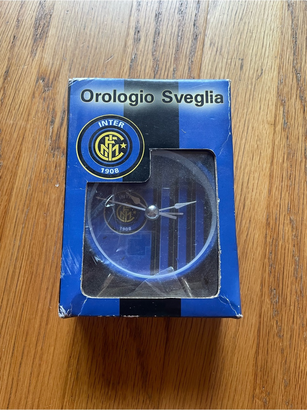 NWT inter Milan Blue analogue Alarm Clock - Orologio Sveglia